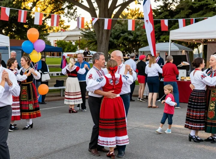 Community celebration at Polish festival highlighting https://www.sfpol.com/ cultural heritage with food, music, and traditional dance.